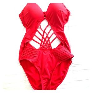 Kenneth Cole Cut Out Halter One Piece